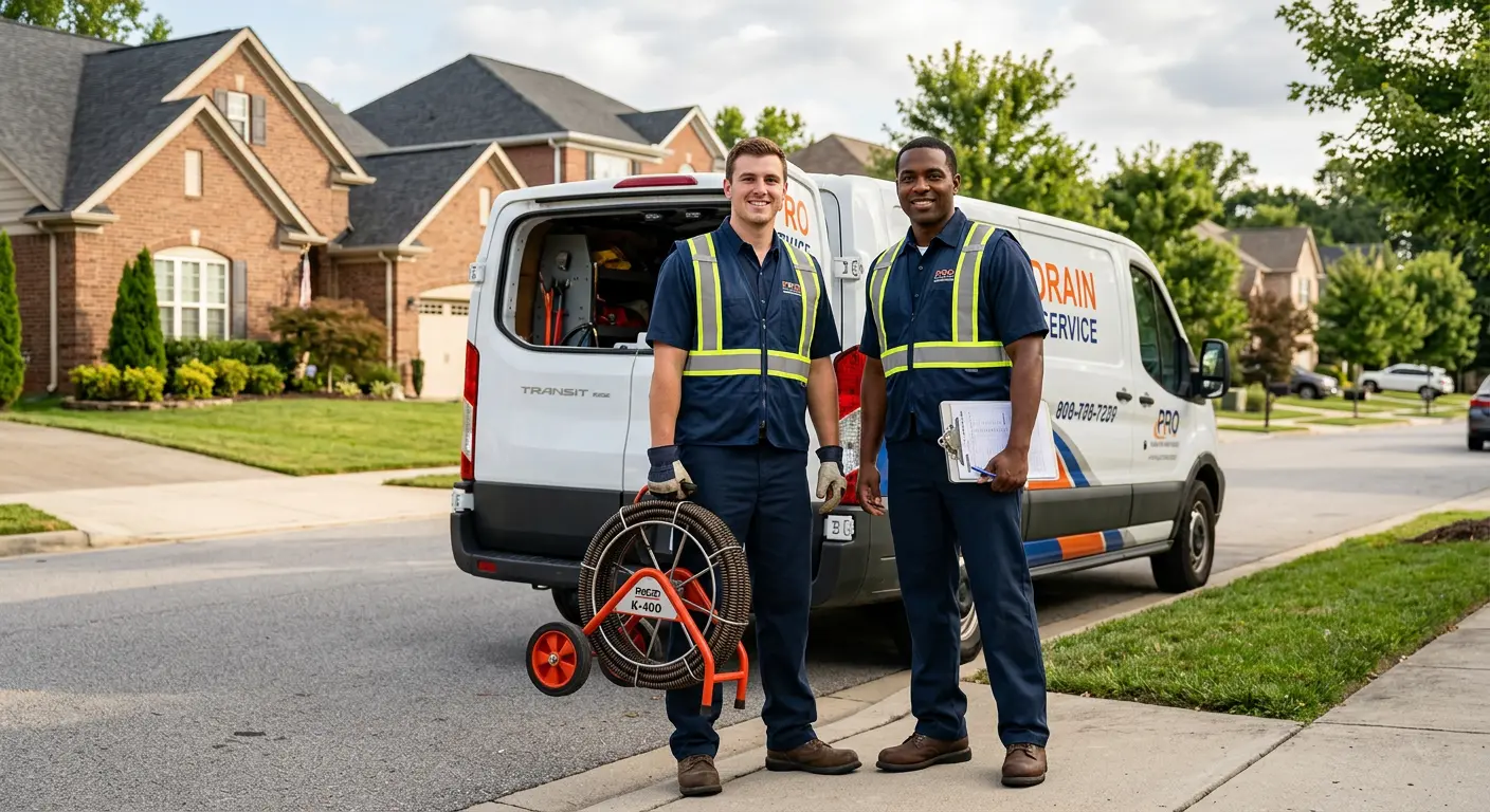 Sewer and drain service team with equipment ready for work in Van Wert